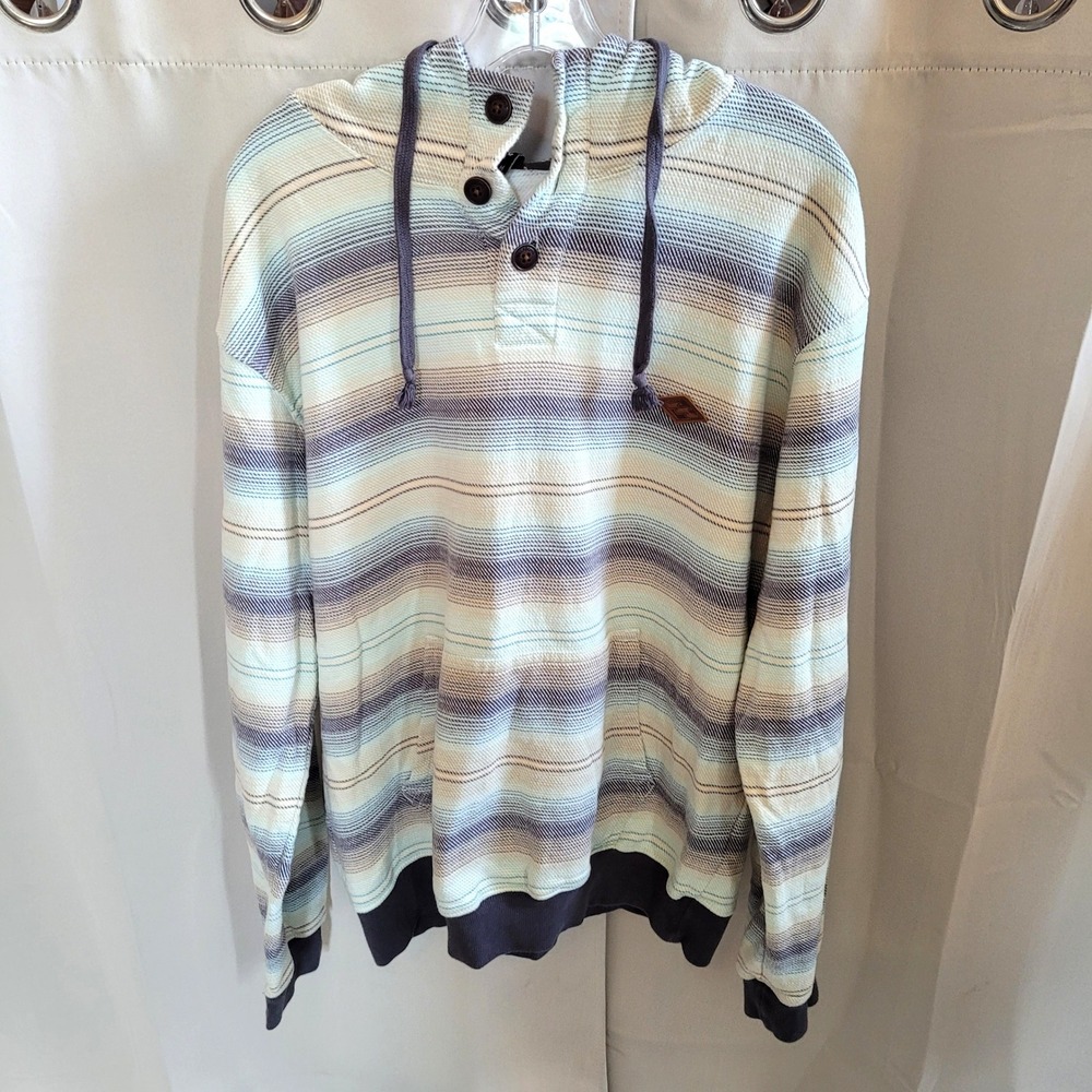 Billabong Mens Hoodie Medium Striped Henley Surfer Beach Coastal Skater 21584